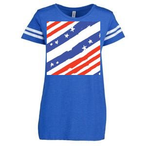 United States Patriotic Flag Enza Ladies Jersey Football T-Shirt