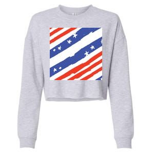 United States Patriotic Flag Cropped Pullover Crew