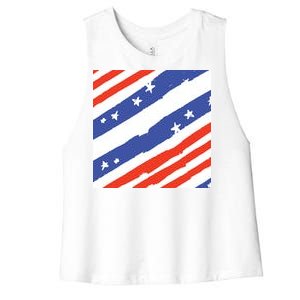 United States Patriotic Flag Women's Racerback Cropped Tank