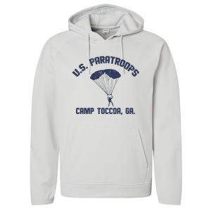 U S Paratroops Camp Toccoa Ga Performance Fleece Hoodie