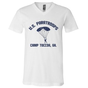 U S Paratroops Camp Toccoa Ga V-Neck T-Shirt