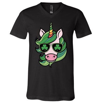 Unicorn St Patricks Day Cute Magical V-Neck T-Shirt
