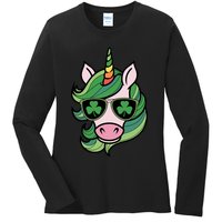 Unicorn St Patricks Day Cute Magical Ladies Long Sleeve Shirt