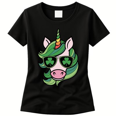 Unicorn St Patricks Day Cute Magical Womens T-Shirt