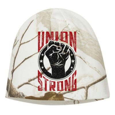 Union Strong Prounion Worker Labor Union Protest Kati - Camo Knit Beanie