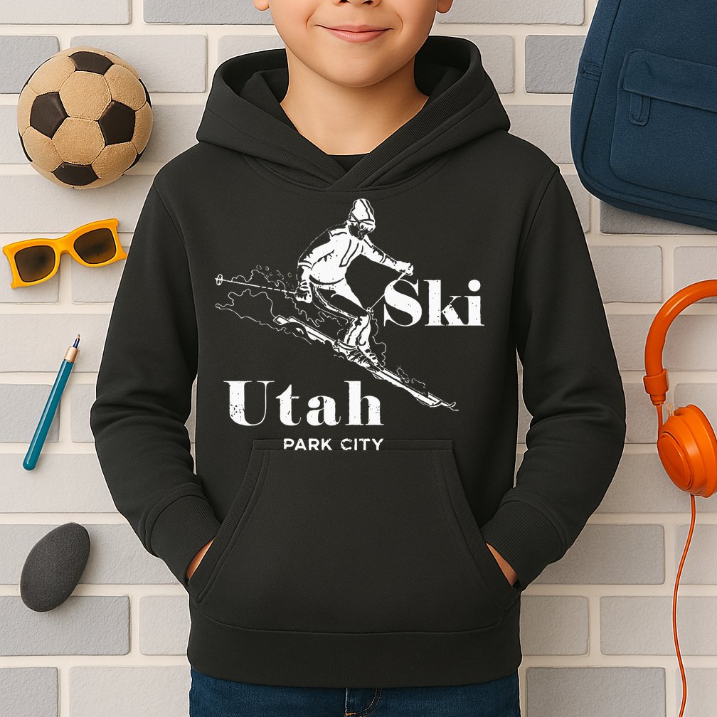 Utah Skiing Park City Kids Hoodie