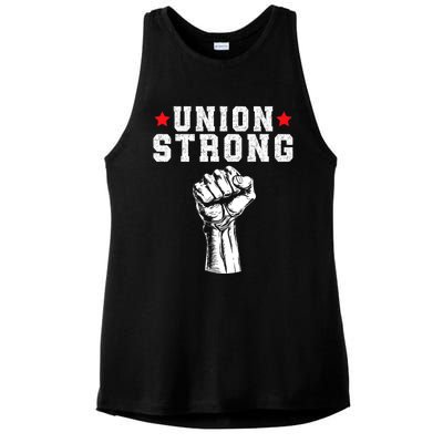 Union Strong Pro Union Worker Labor Union Workers Rights Ladies PosiCharge Tri-Blend Wicking Tank