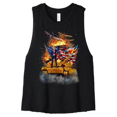 United States President Donald Trump Epic Battle Women's Racerback Cropped Tank