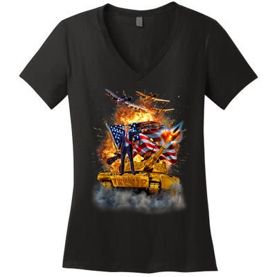 United States President Donald Trump Epic Battle Women's V-Neck T-Shirt