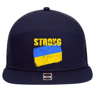 Ukrainian Strong Pride Ukraine Flag Support Free Ukrainians 7 Panel Mesh Trucker Snapback Hat