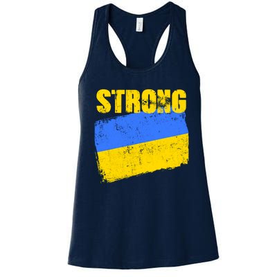 Ukrainian Strong Pride Ukraine Flag Support Free Ukrainians Women's Racerback Tank