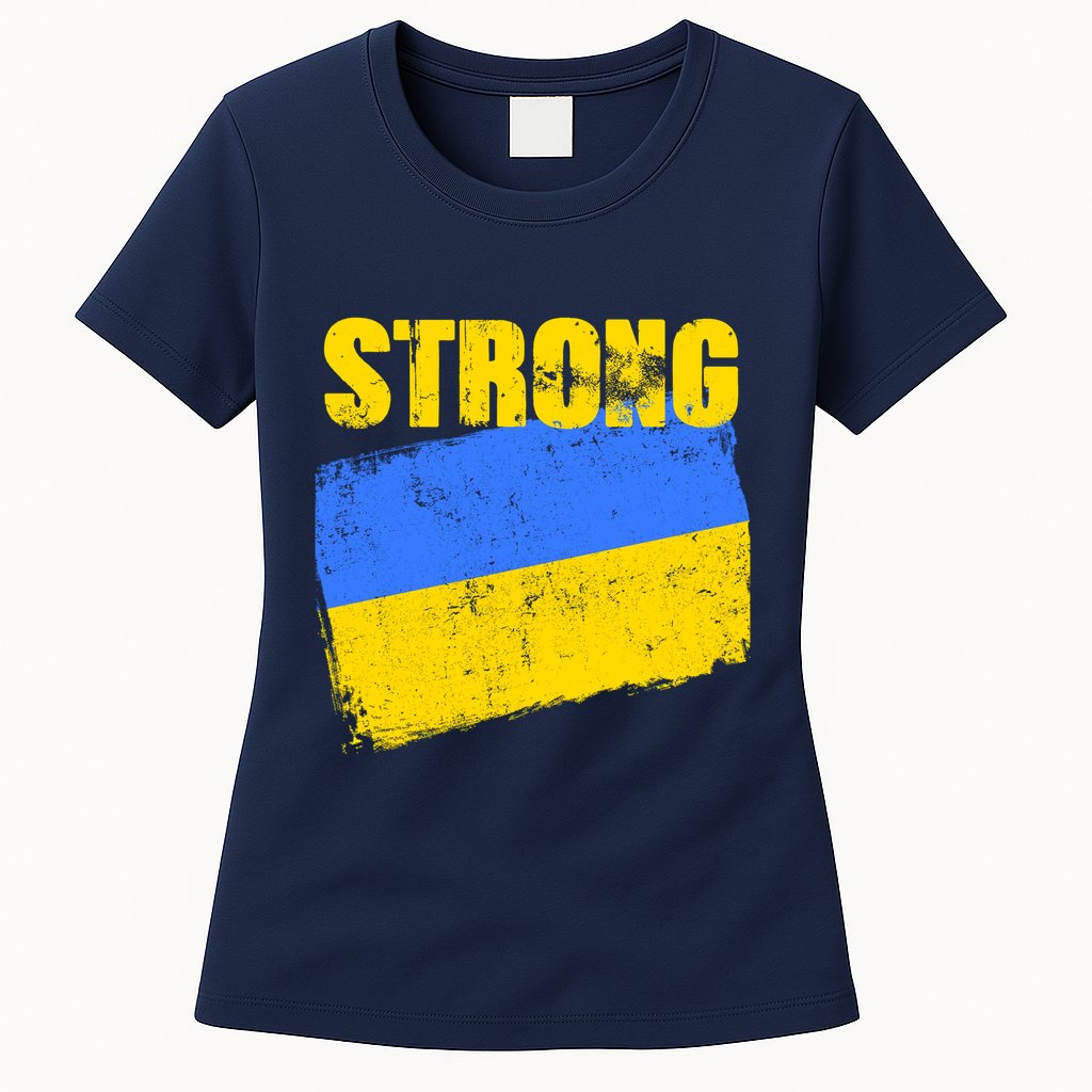 Ukrainian Strong Pride Ukraine Flag Support Free Ukrainians Womens T-Shirt