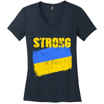 Ukrainian Strong Pride Ukraine Flag Support Free Ukrainians Women's V-Neck T-Shirt