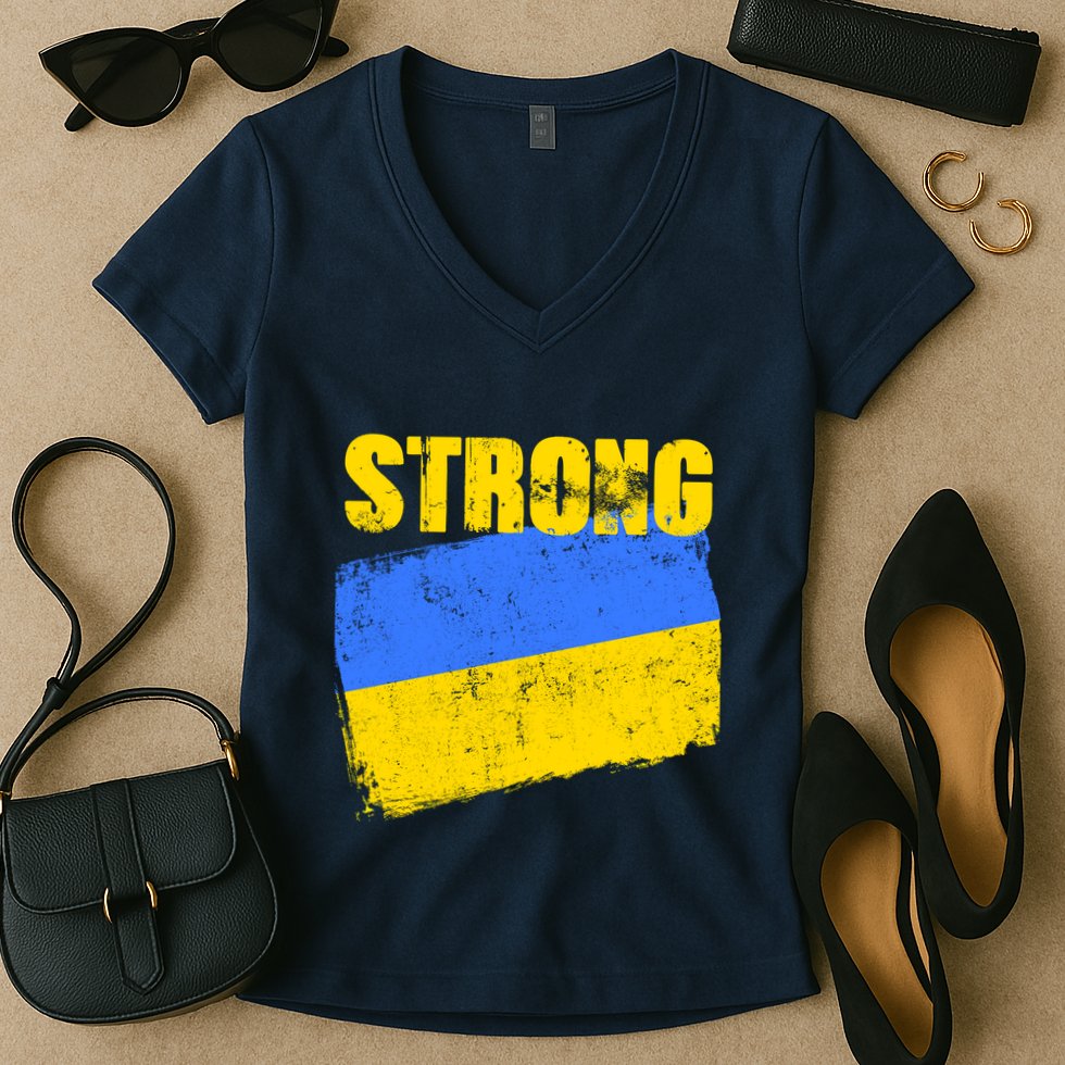Ukrainian Strong Pride Ukraine Flag Support Free Ukrainians Women's V-Neck T-Shirt
