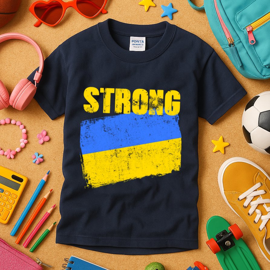 Ukrainian Strong Pride Ukraine Flag Support Free Ukrainians Kids T-Shirt