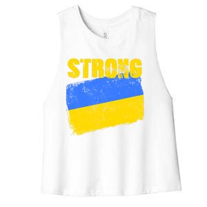 Ukrainian Strong Pride Ukraine Flag Support Free Ukrainians Women's Racerback Cropped Tank