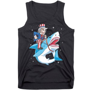 Uncle Sam Riding Shark 4th Of July Tank Top