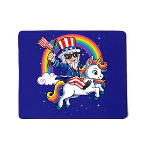 Uncle Sam Riding Unicorn 4th Of July Mericorn Rainbow Gift Mousepad