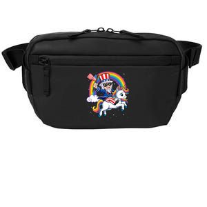 Uncle Sam Riding Unicorn 4th Of July Mericorn Rainbow Gift Crossbody Pack