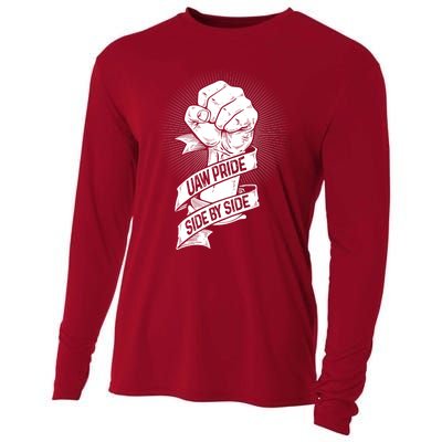 UAW Strike Red United Auto Workers Picket Sign Cooling Performance Long Sleeve Crew