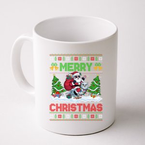 Ugly Santa Riding Owl Bird Christmas Xmas Tree Lights Coffee Mug