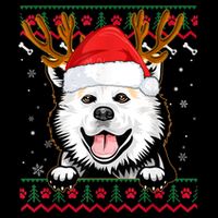 Ugly Sweater Reindeer Santa Christmas American Eskimo Dog 16 in Basic Backpack