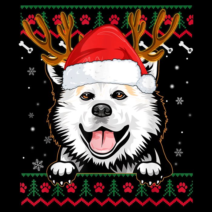 Ugly Sweater Reindeer Santa Christmas American Eskimo Dog 16 in Basic Backpack