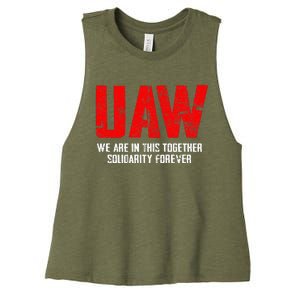 UAW Strike Red United Auto Workers Union UAW Strong Women's Racerback Cropped Tank