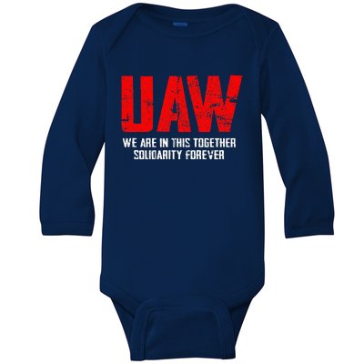 UAW Strike Red United Auto Workers Union UAW Strong Baby Long Sleeve Bodysuit