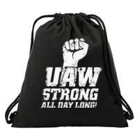 UAW Strike Red United Auto Workers Union UAW Strong Drawstring Bag