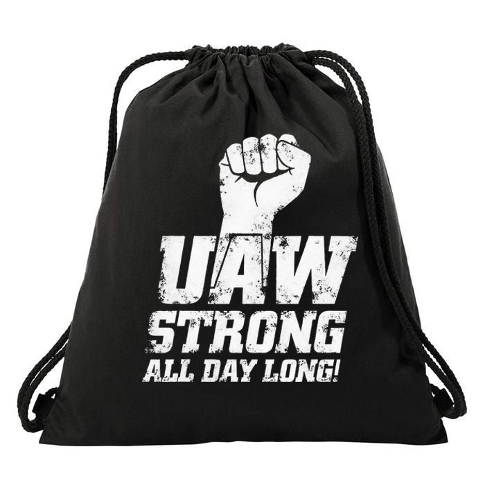 UAW Strike Red United Auto Workers Union UAW Strong Drawstring Bag