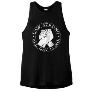 UAW Strike Red United Auto Workers Picket Sign Ladies PosiCharge Tri-Blend Wicking Tank