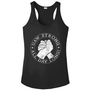 UAW Strike Red United Auto Workers Picket Sign Ladies PosiCharge Competitor Racerback Tank