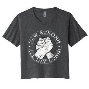 UAW Strike Red United Auto Workers Picket Sign Women's Crop Top Tee