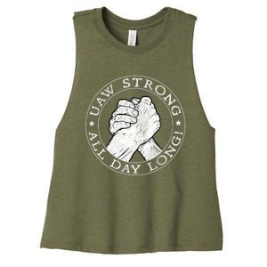 UAW Strike Red United Auto Workers Picket Sign Women's Racerback Cropped Tank