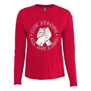 UAW Strike Red United Auto Workers Picket Sign Womens Cotton Relaxed Long Sleeve T-Shirt