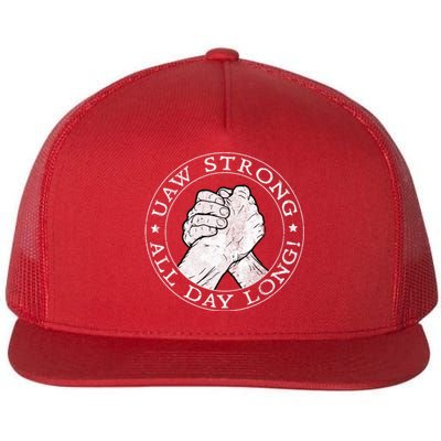 UAW Strike Red United Auto Workers Picket Sign Flat Bill Trucker Hat