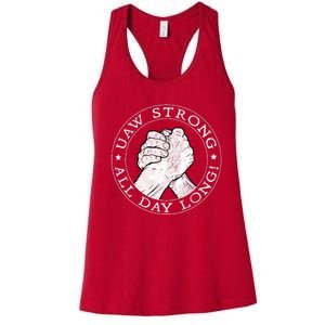 UAW Strike Red United Auto Workers Picket Sign Women's Racerback Tank