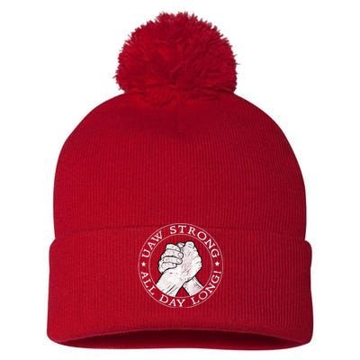 UAW Strike Red United Auto Workers Picket Sign Pom Pom 12in Knit Beanie