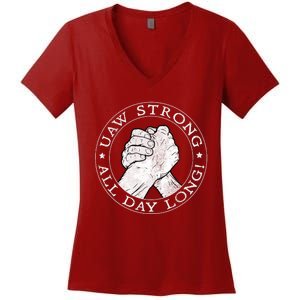 UAW Strike Red United Auto Workers Picket Sign Women's V-Neck T-Shirt