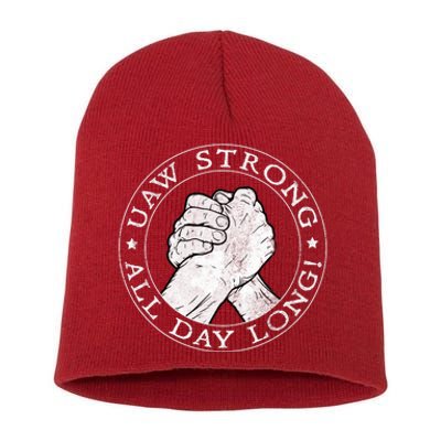 UAW Strike Red United Auto Workers Picket Sign Short Acrylic Beanie