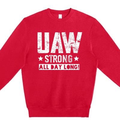 UAW Strike Red UAW Union Strike Solidarity UAW Strong Premium Crewneck Sweatshirt