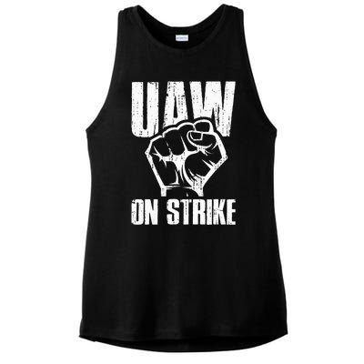 UAW Strike Red United Auto Workers Picket Sign Ladies PosiCharge Tri-Blend Wicking Tank