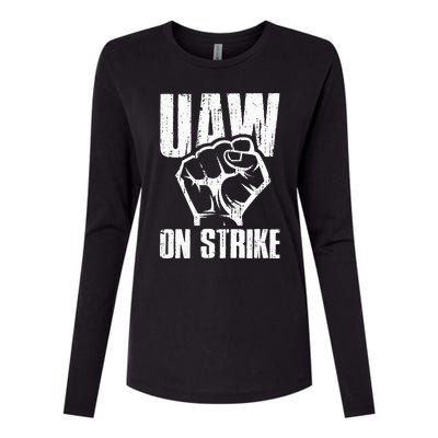 UAW Strike Red United Auto Workers Picket Sign Womens Cotton Relaxed Long Sleeve T-Shirt