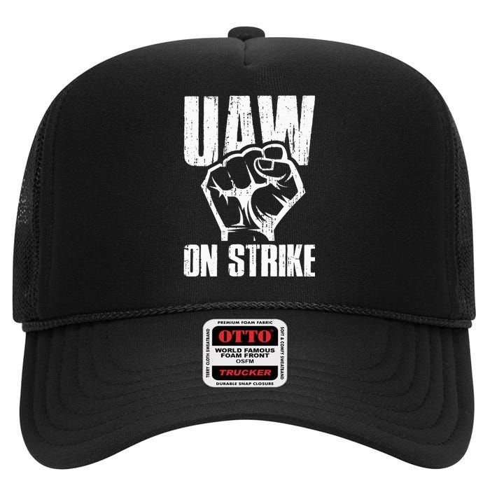 UAW Strike Red United Auto Workers Picket Sign High Crown Mesh Back Trucker Hat