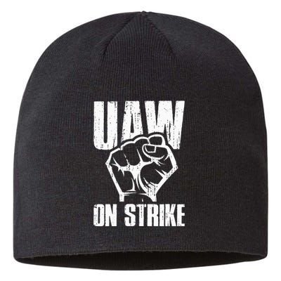 UAW Strike Red United Auto Workers Picket Sign Sustainable Beanie