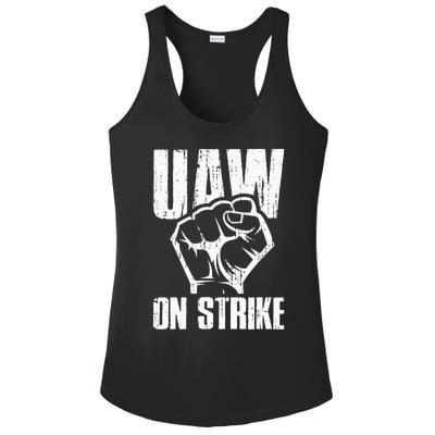 UAW Strike Red United Auto Workers Picket Sign Ladies PosiCharge Competitor Racerback Tank