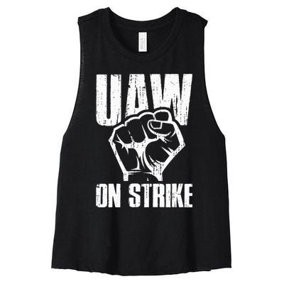 UAW Strike Red United Auto Workers Picket Sign Women's Racerback Cropped Tank