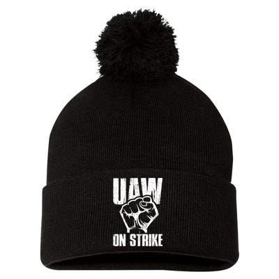 UAW Strike Red United Auto Workers Picket Sign Pom Pom 12in Knit Beanie