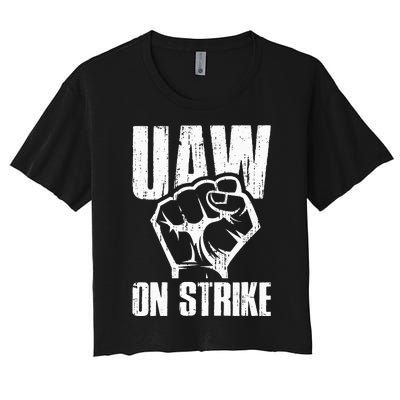 UAW Strike Red United Auto Workers Picket Sign Women's Crop Top Tee